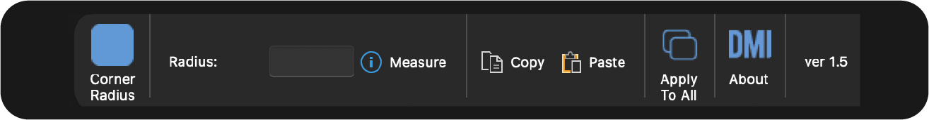 The Corner Radius group on the DMI ribbon tab in PowerPoint
